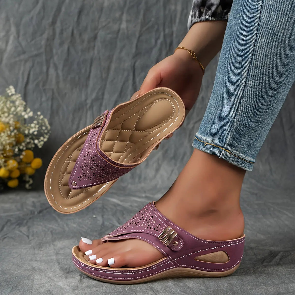 Keil-Zehensandalen für Dame Élodie – Bild 5