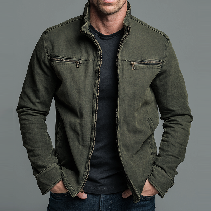 Vintage Militärjacke Herren Renato Olivegrün – Weiss Modehaus