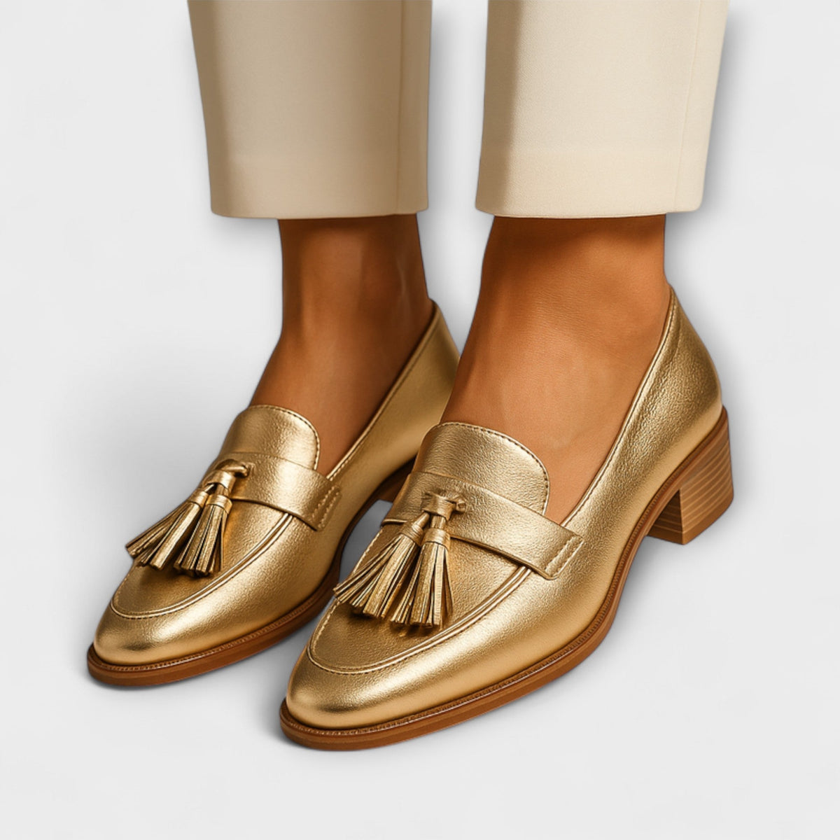 Goldene Mokassins Céleste – Weiss Modehaus