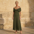 Elegantes Grünes Kleid Damen Jade Olivgrün – Weiss Modehaus