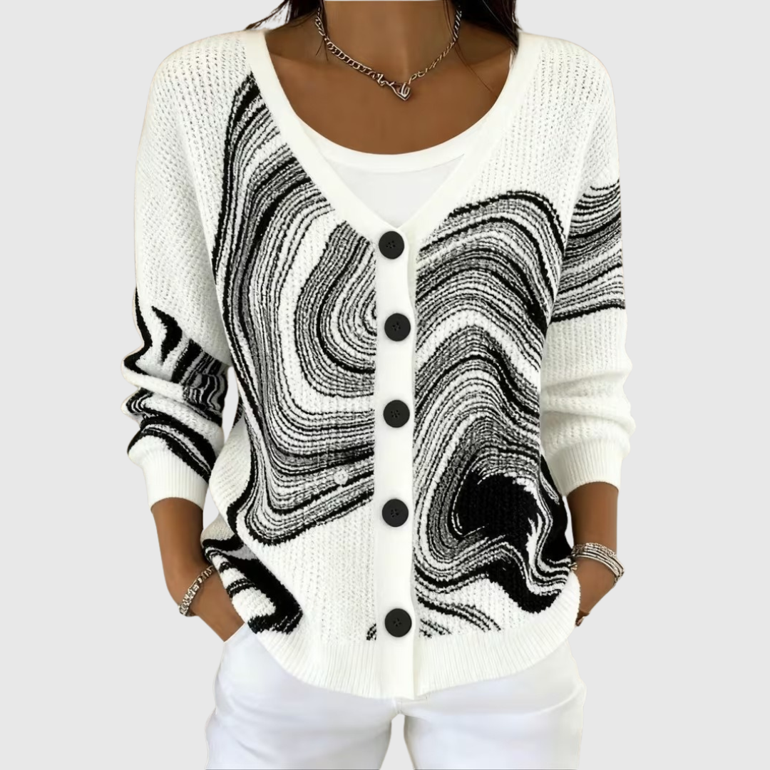 Bequemer Strick-Cardigan mit Knöpfen – Weiss Modehaus