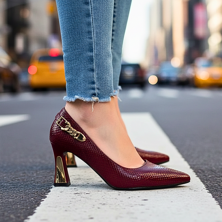Alessia | High Heels mit Goldakzenten