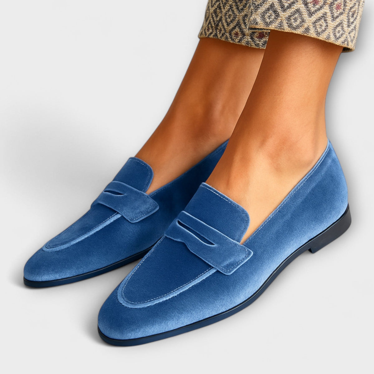 Mokassins aus weichem Velours Louise – Weiss Modehaus