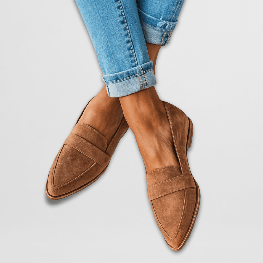 Orthopädische Hausschuhe aus weichem Wildleder Helen Khaki – Weiss Modehaus