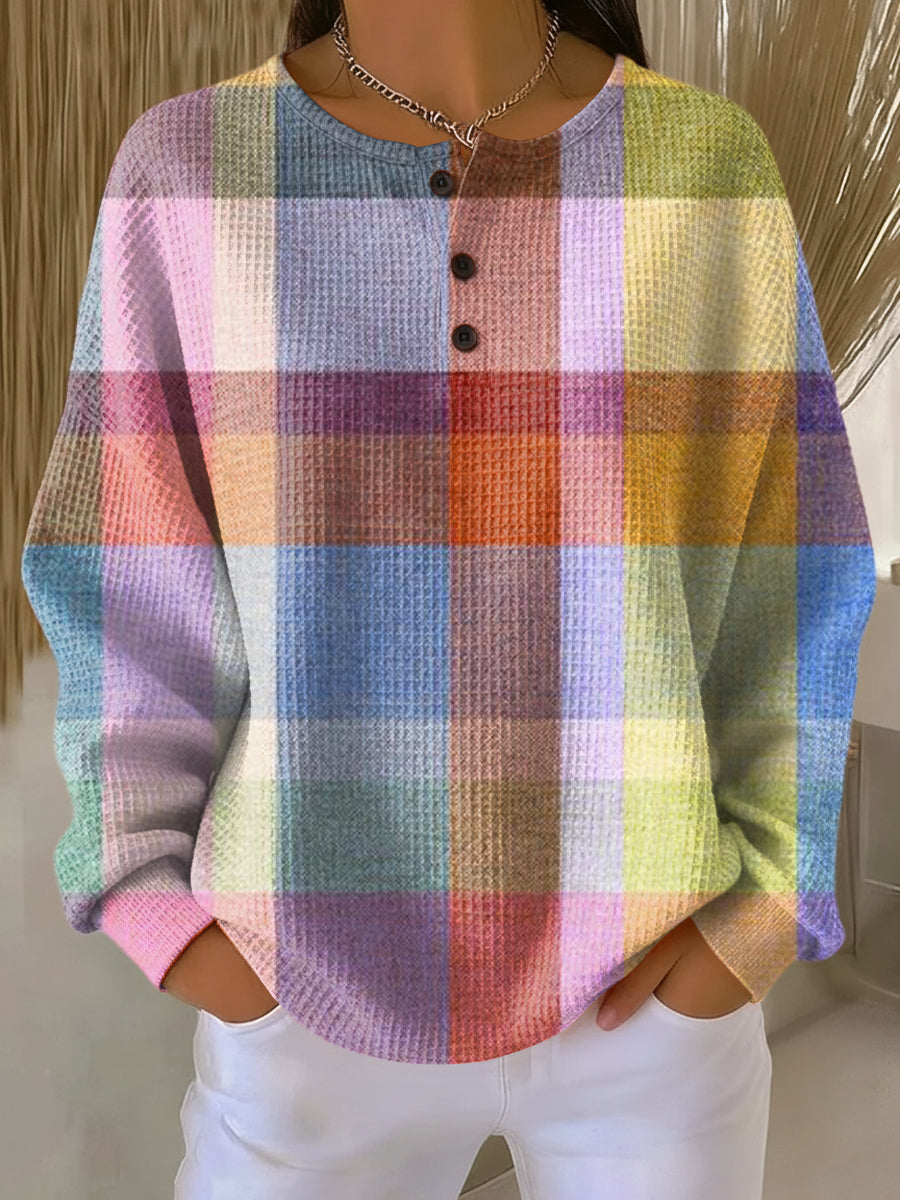 Karierter Pullover in Pastellfarben Damen Sara Pastell – Weiss Modehaus