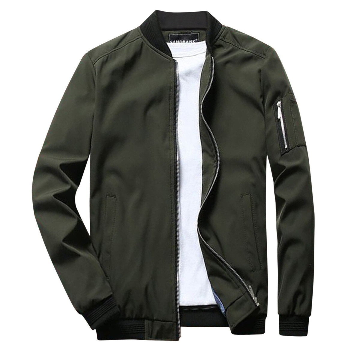 Kurze Jacke für Herren für die Übergangszeit Pietro Olivgrün – Weiss Modehaus