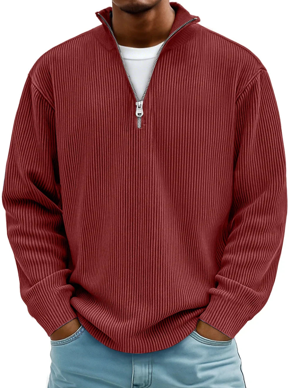 Rippstrickpullover mit Reißverschluss Marc – Bild 2
