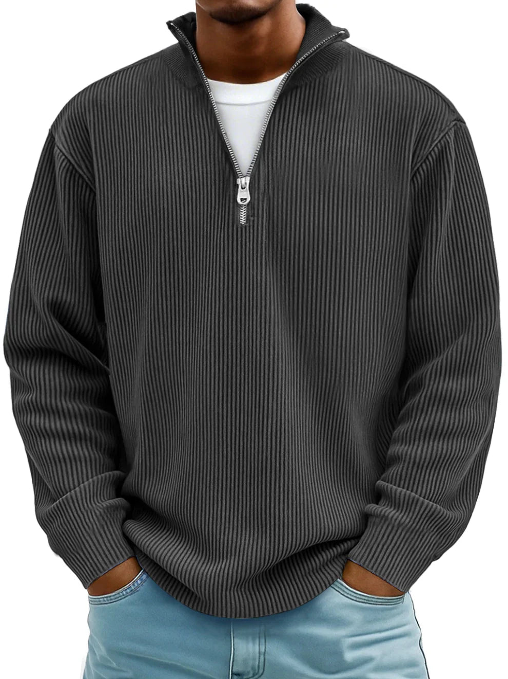 Rippstrickpullover mit Reißverschluss Marc – Bild 4