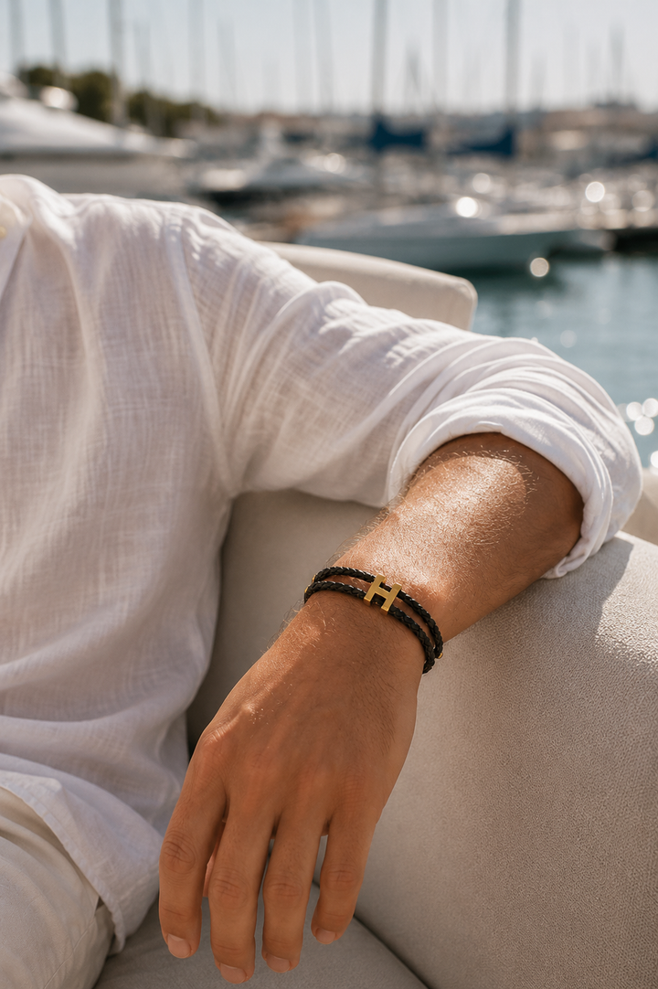 Maximilian™ | Geflochtenes Armband Gold/Schwarz