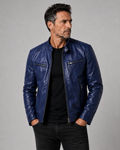Herren Lederjacke Enganliegend Alfredo Schwarz – Weiss Modehaus