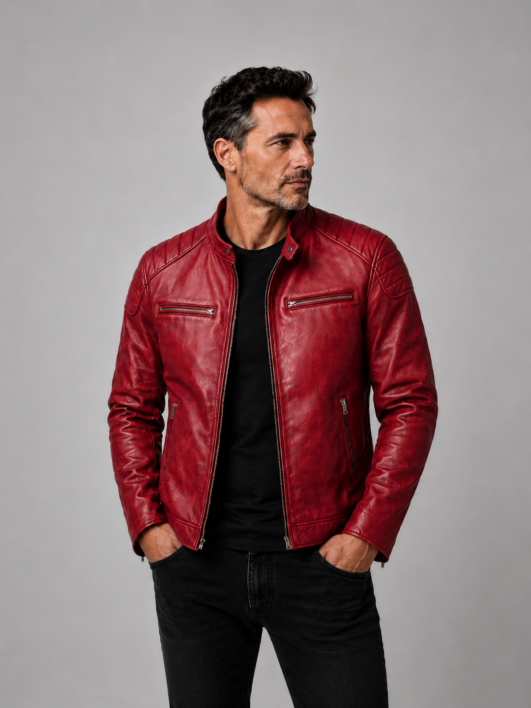 Herrenjacke aus strukturiertem Leder Alberto – Bild 3