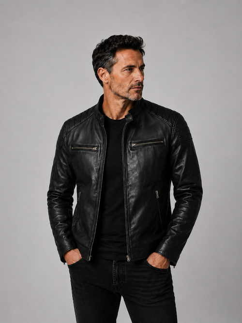 Herrenjacke aus strukturiertem Leder Alberto – Bild 2