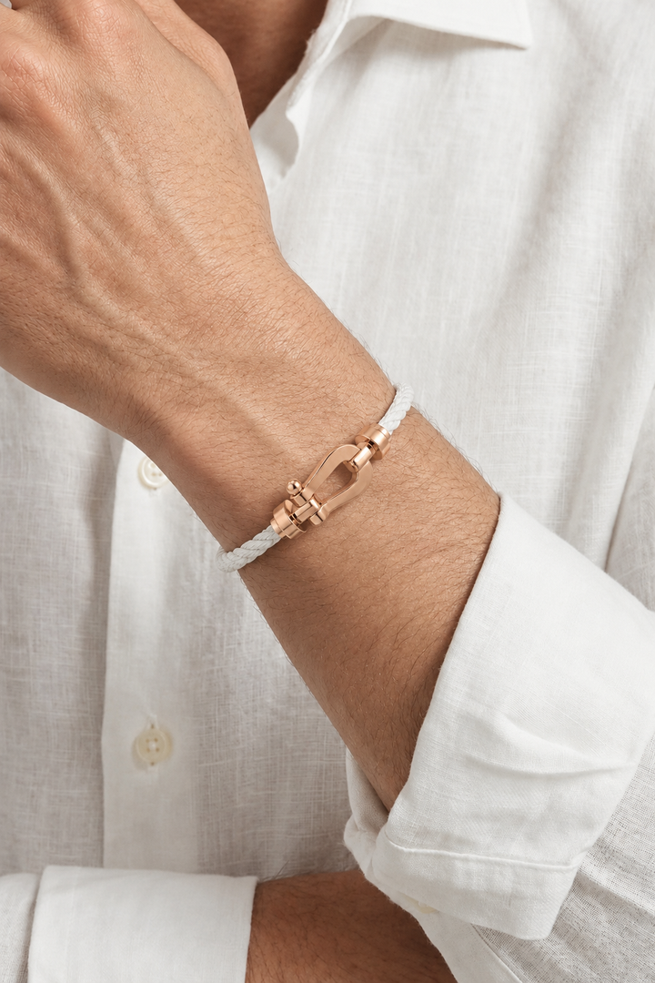 Friedrich™ | Segeltau-Armband Weiß/Roségold