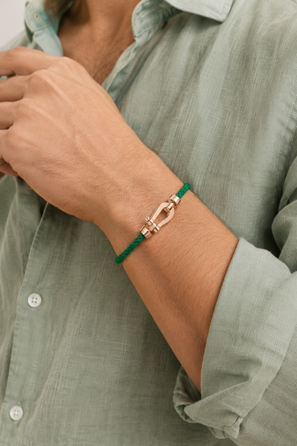 Augustin™ | Segeltau-Armband Grün/Roségold