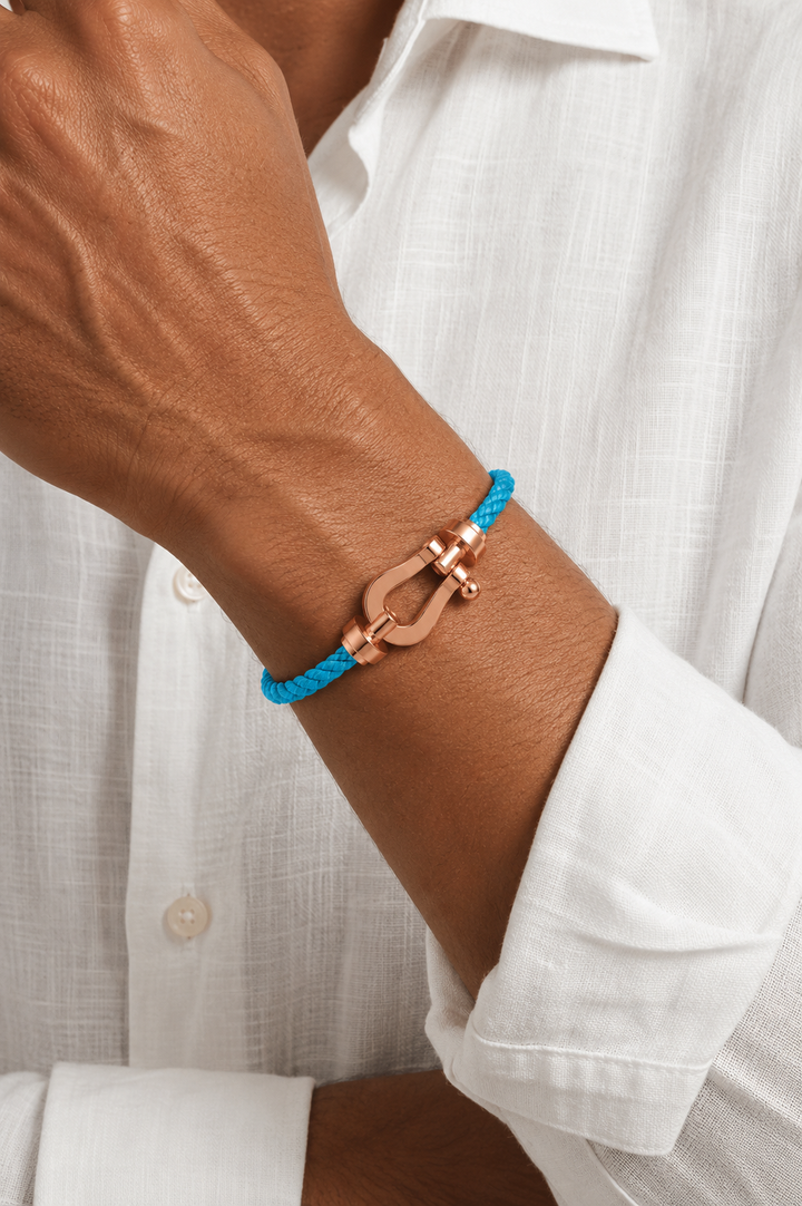 Wilhelm™ | Segeltau-Armband Hellblau/Roségold