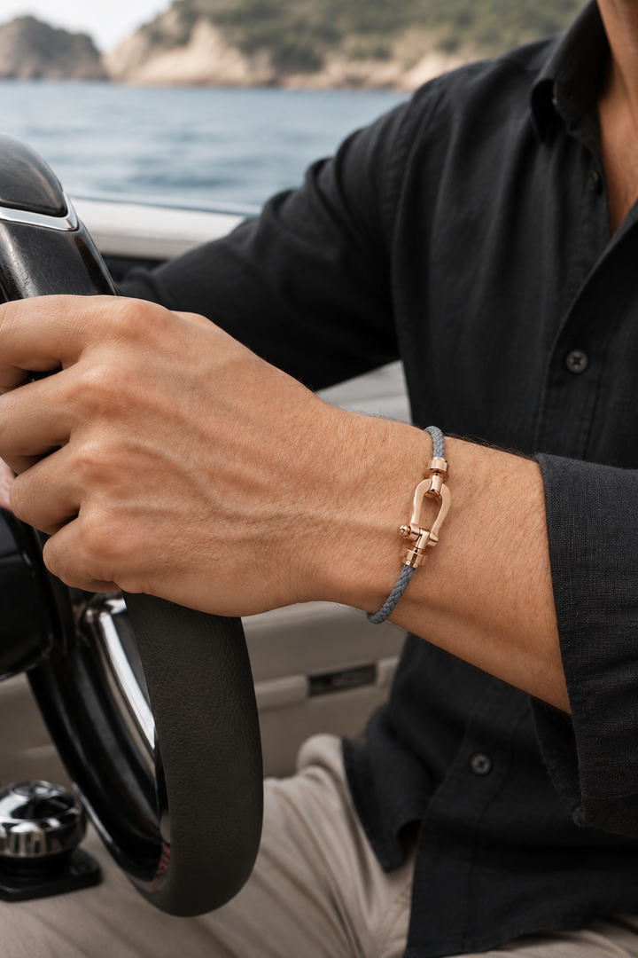 Julius™ | Segeltau-Armband Grau/Roségold