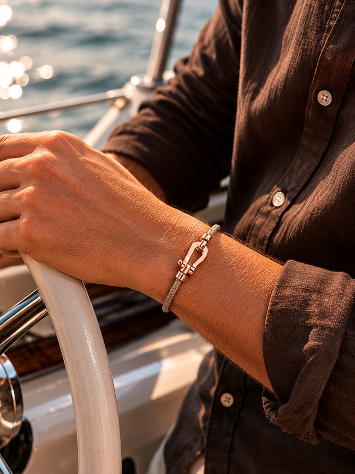Raphael™ | Segeltau-Armband Hellbraun/Roségold