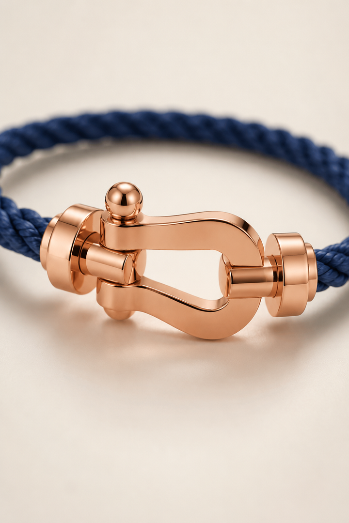 Benedikt™ | Segeltau-Armband Marineblau/Roségold