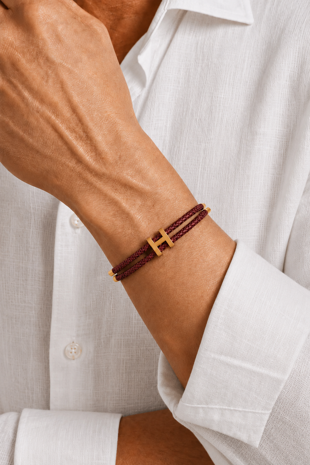 Ferdinand™ | Geflochtenes Armband Bordeaux/Gold