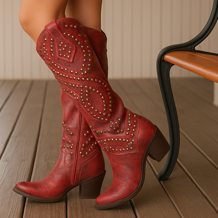 Hohe Westernstiefel mit Nieten Damen Marjolein – Bild 5