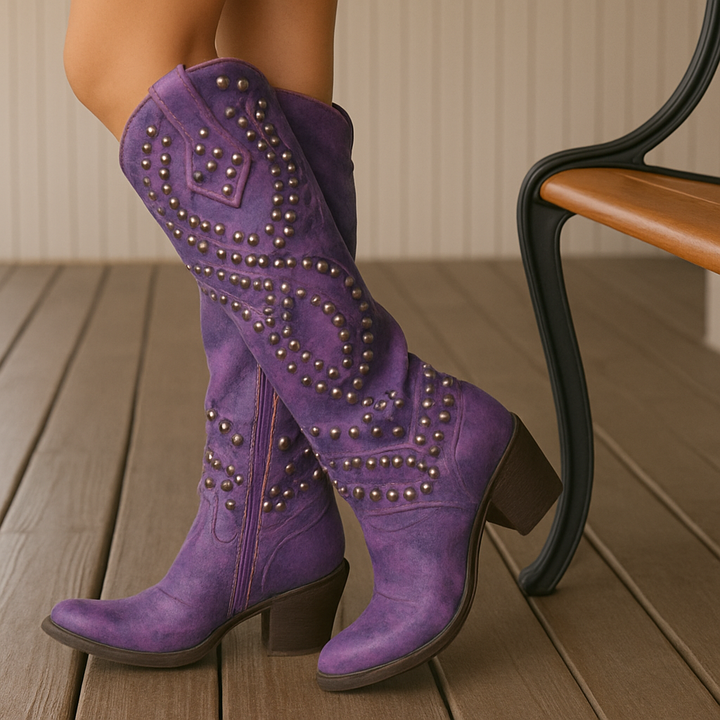 Hohe Westernstiefel mit Nieten Damen Marjolein – Bild 3