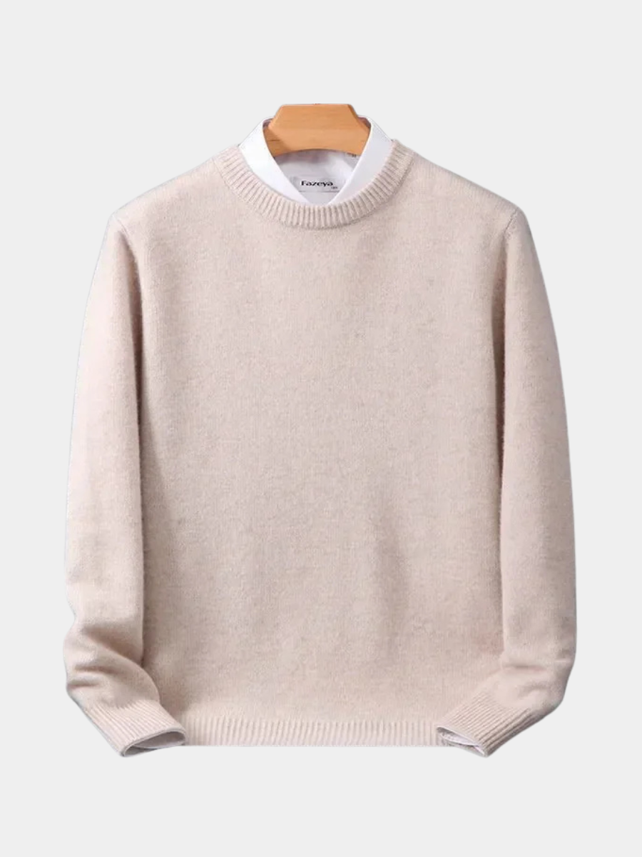 Marcel Rundhals-Pullover Blau – Weiss Modehaus