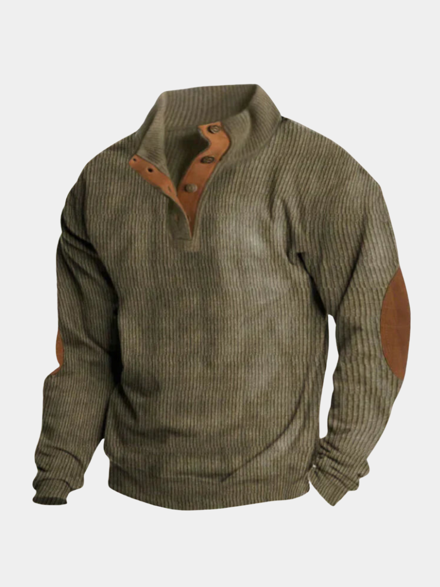 Retro-Pullover mit Aufnähern Herren Achille Grün – Weiss Modehaus