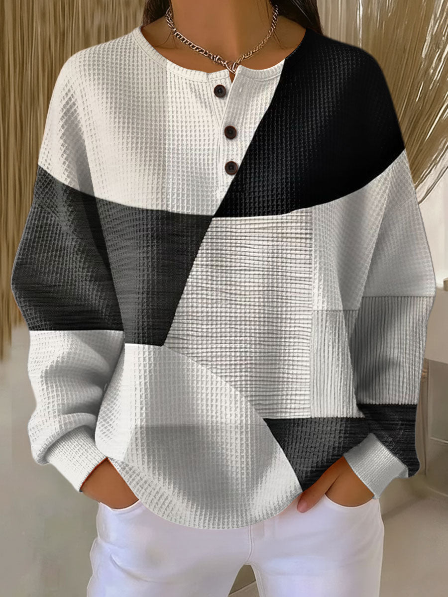 Jersey-Patchwork in Schwarz und Weiß Damen Montse Schwarz und Weiß – Weiss Modehaus