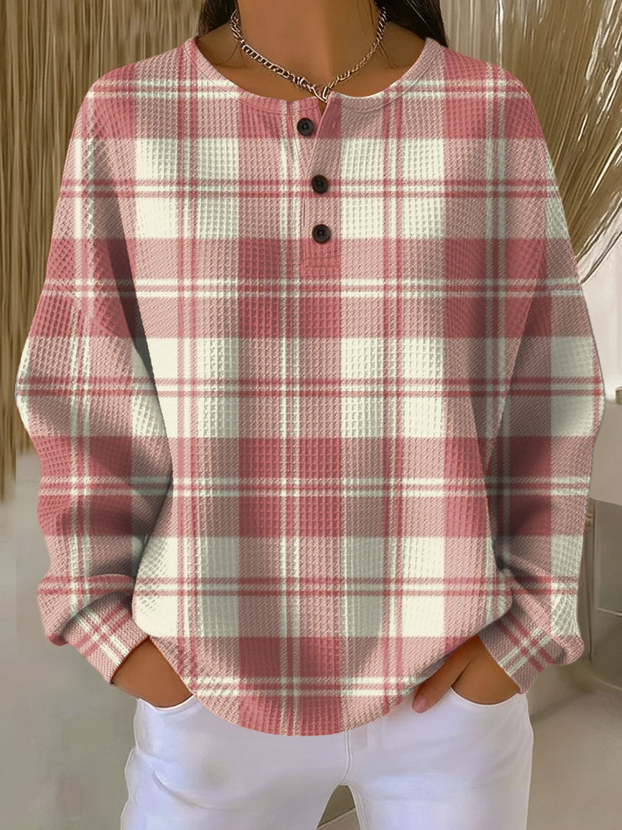 Karierter Pullover in puderrosa Damen Rosa Puderrosa – Weiss Modehaus