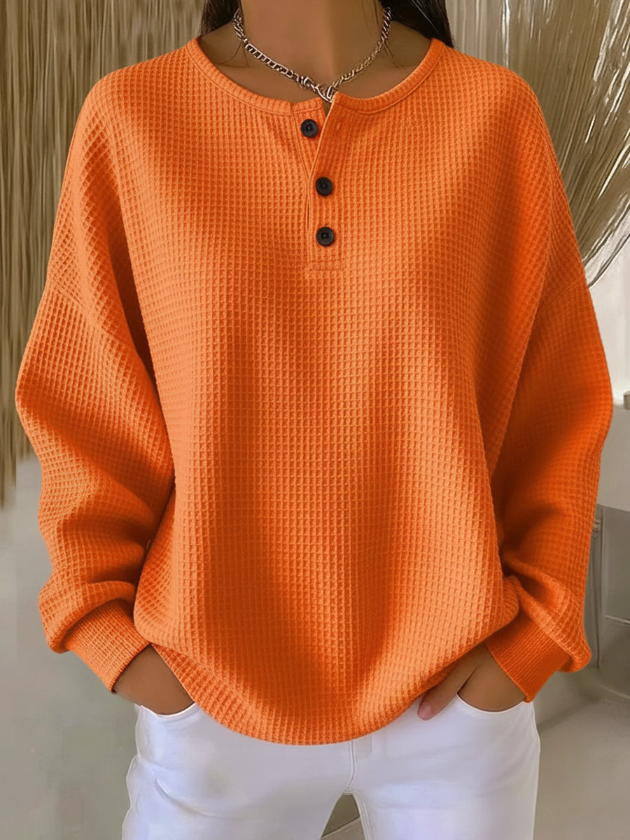 Unifarbenes Jersey aus strukturiertem Strick Damen Marta Orange – Weiss Modehaus
