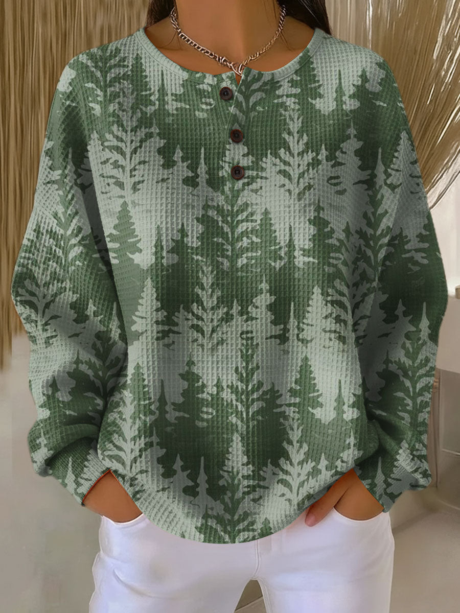 Grüner Pullover mit Tannenwald Damen Marina Grün – Weiss Modehaus