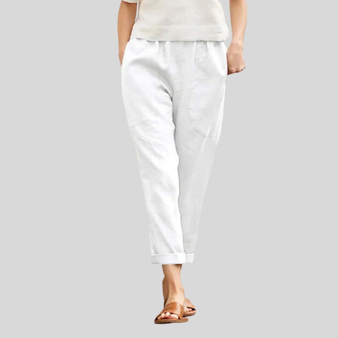 Weite Hosen mit Taschen Damen Kriza Weiß – Weiss Modehaus