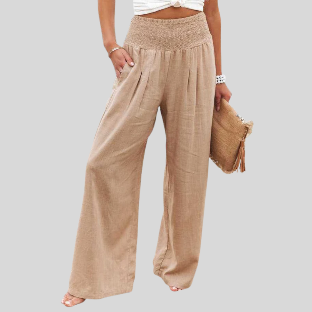 Weite Strandhosen Aileen Beige – Weiss Modehaus