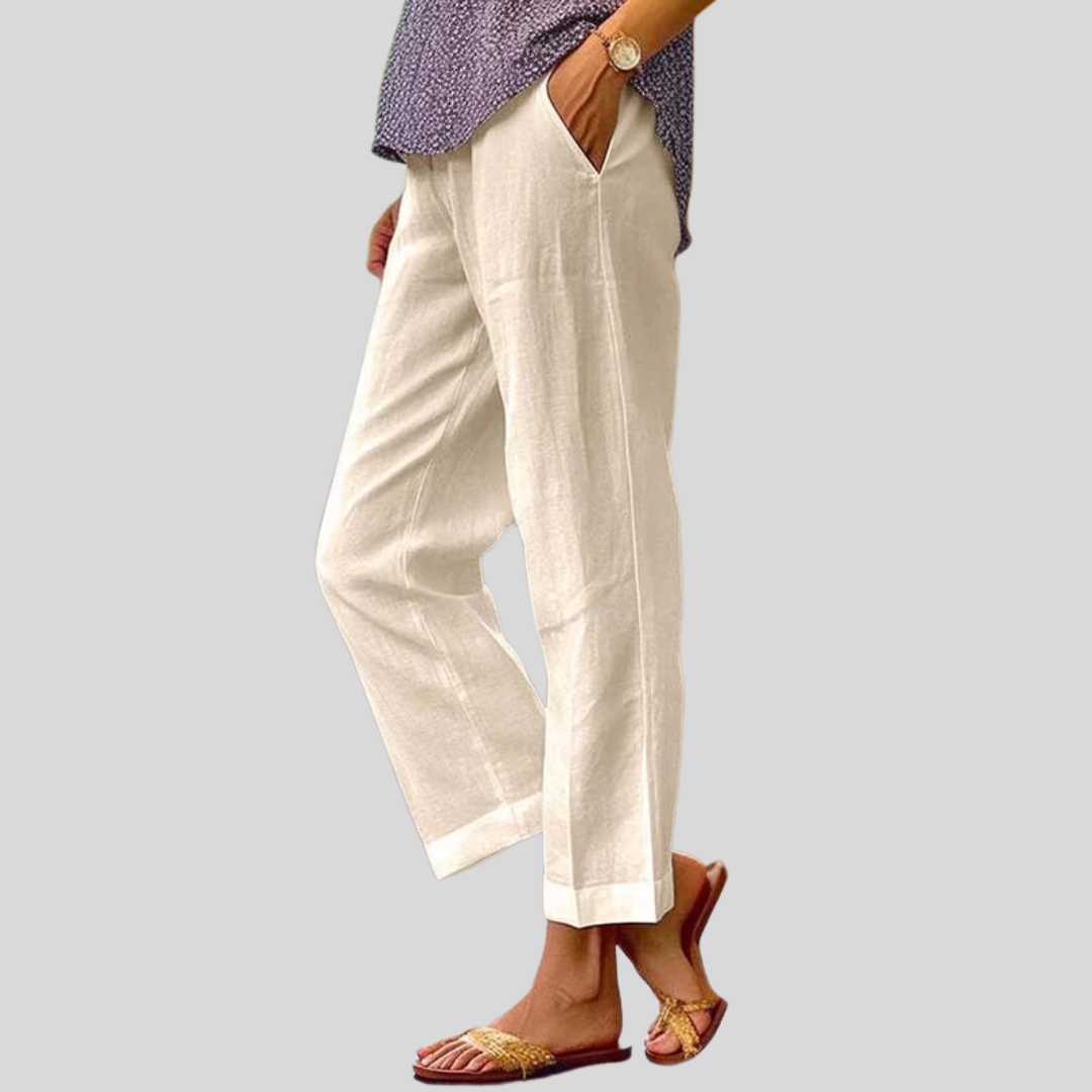 Klassische Relaxed Hose Vayla Khaki – Weiss Modehaus