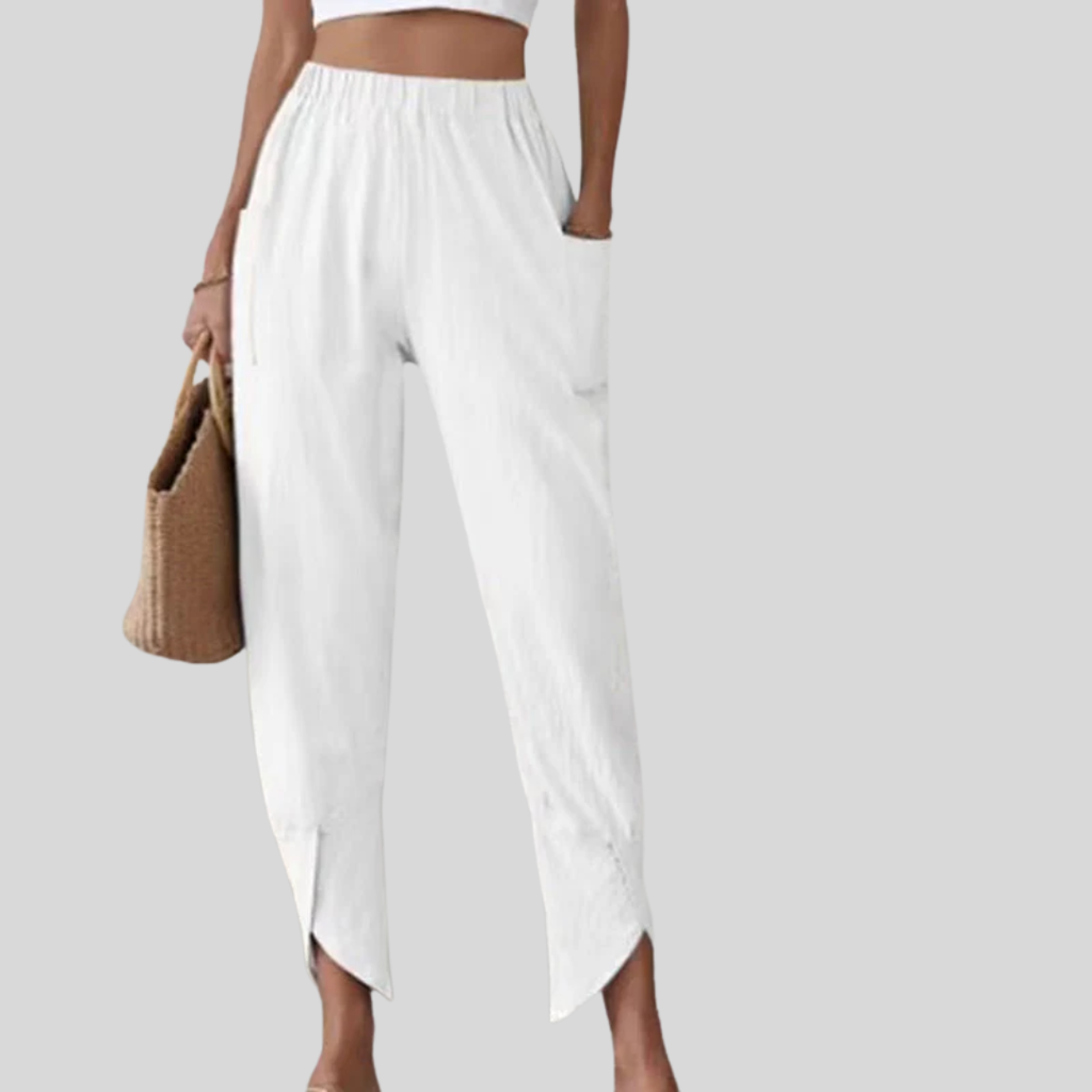 Hose mit Schlitzsaum Essari Weiß – Weiss Modehaus