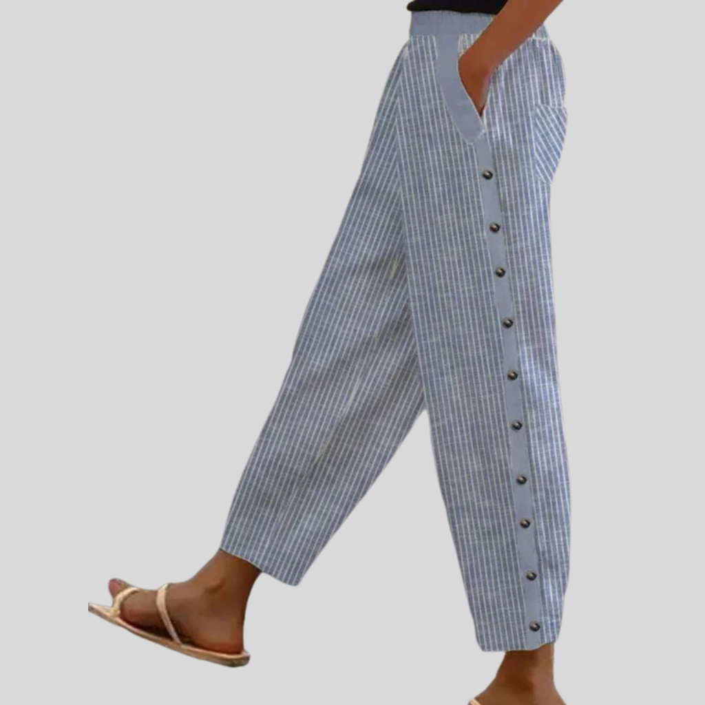 Gestreifte Knopfhose Linaya Blau – Weiss Modehaus