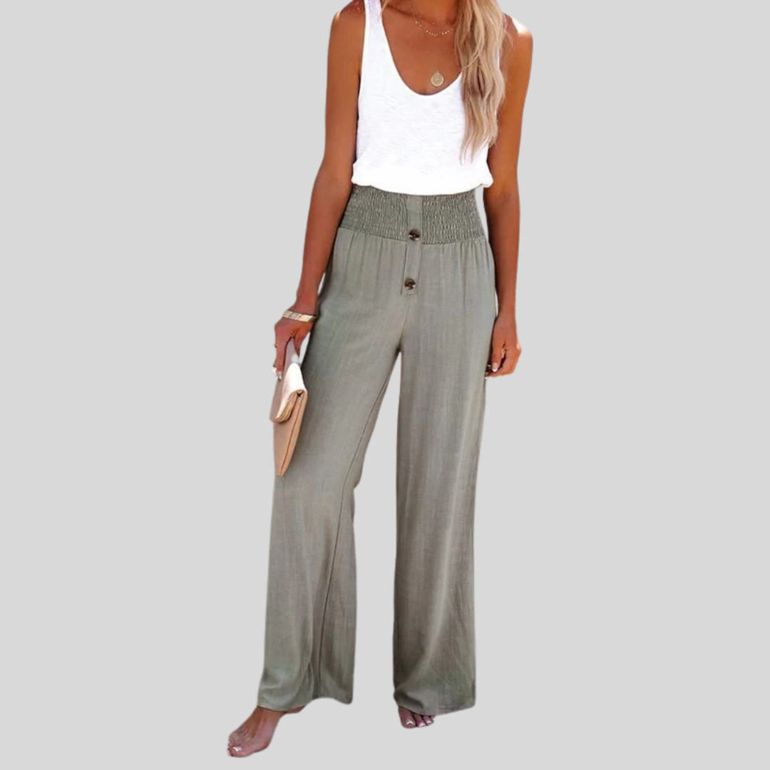 Hohe Taille Entspannte Hose Riana Olivgrün – Weiss Modehaus