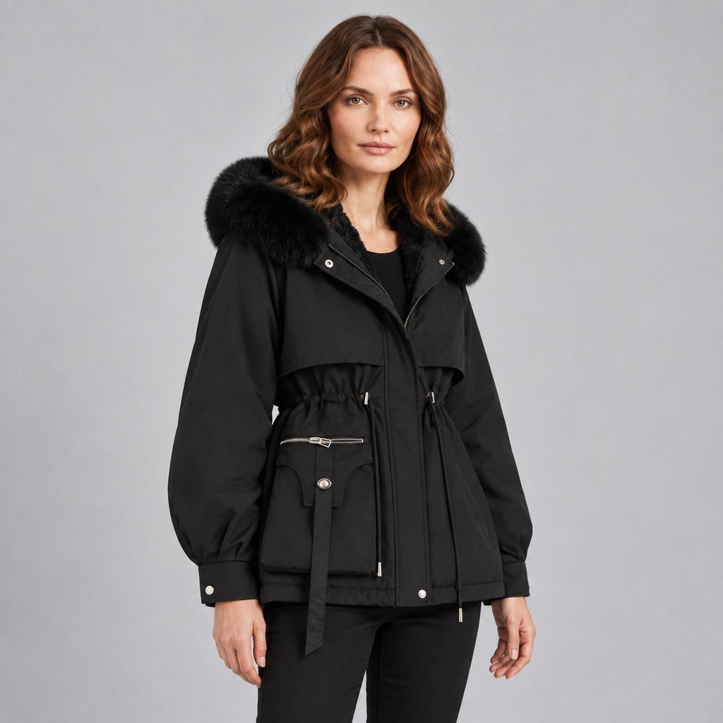 Kurze Parka mit Kapuze aus Kunstfell Damen Michela – Bild 3