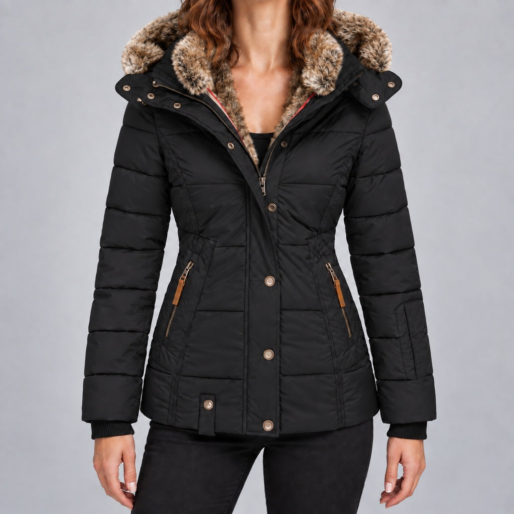 Kurze Steppjacke mit Futter aus Kunstpelz Damen Marta – Bild 9