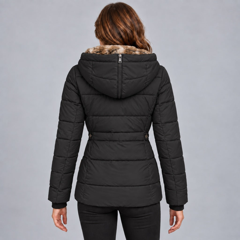 Kurze Steppjacke mit Futter aus Kunstpelz Damen Marta – Bild 10
