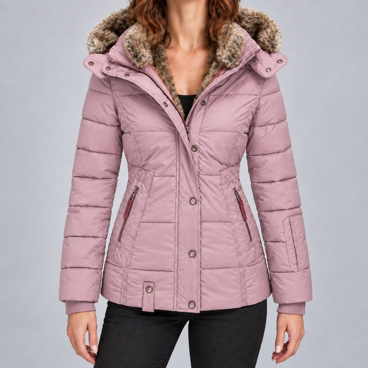 Kurze Steppjacke mit Futter aus Kunstpelz Damen Marta – Bild 13