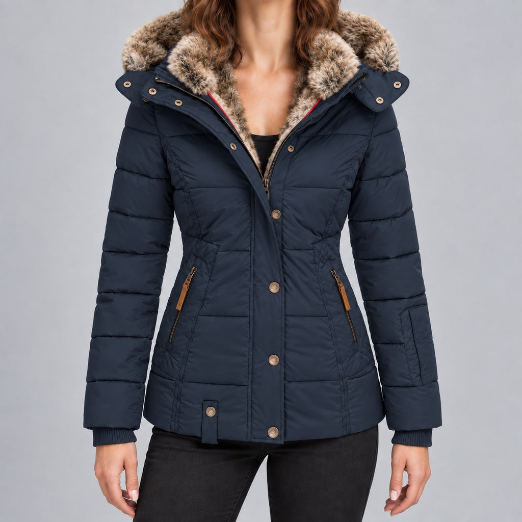 Kurze Steppjacke mit Futter aus Kunstpelz Damen Marta – Bild 8