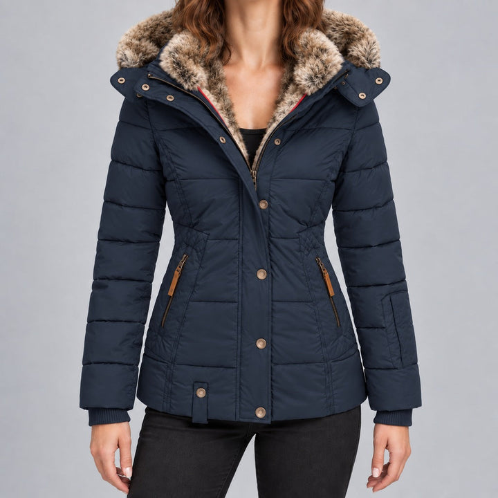 Kurze Steppjacke mit Futter aus Kunstpelz Damen Marta – Bild 8