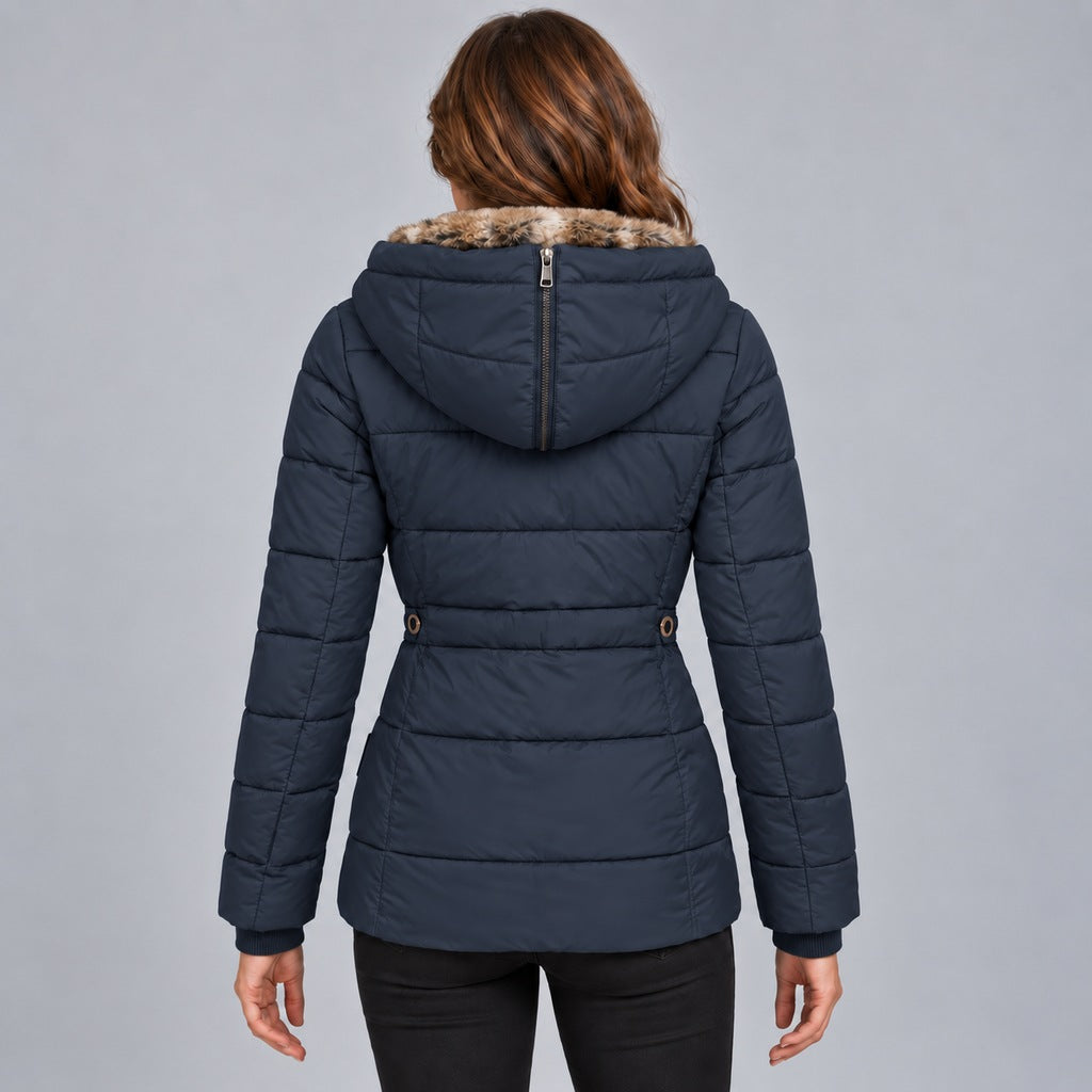 Kurze Steppjacke mit Futter aus Kunstpelz Damen Marta – Bild 7
