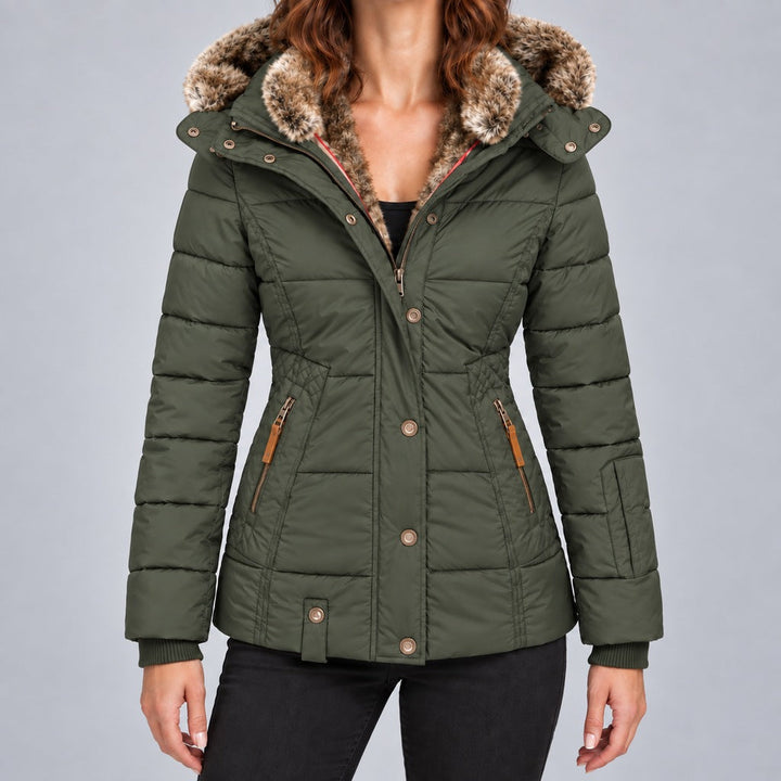 Kurze Steppjacke mit Futter aus Kunstpelz Damen Marta – Bild 11
