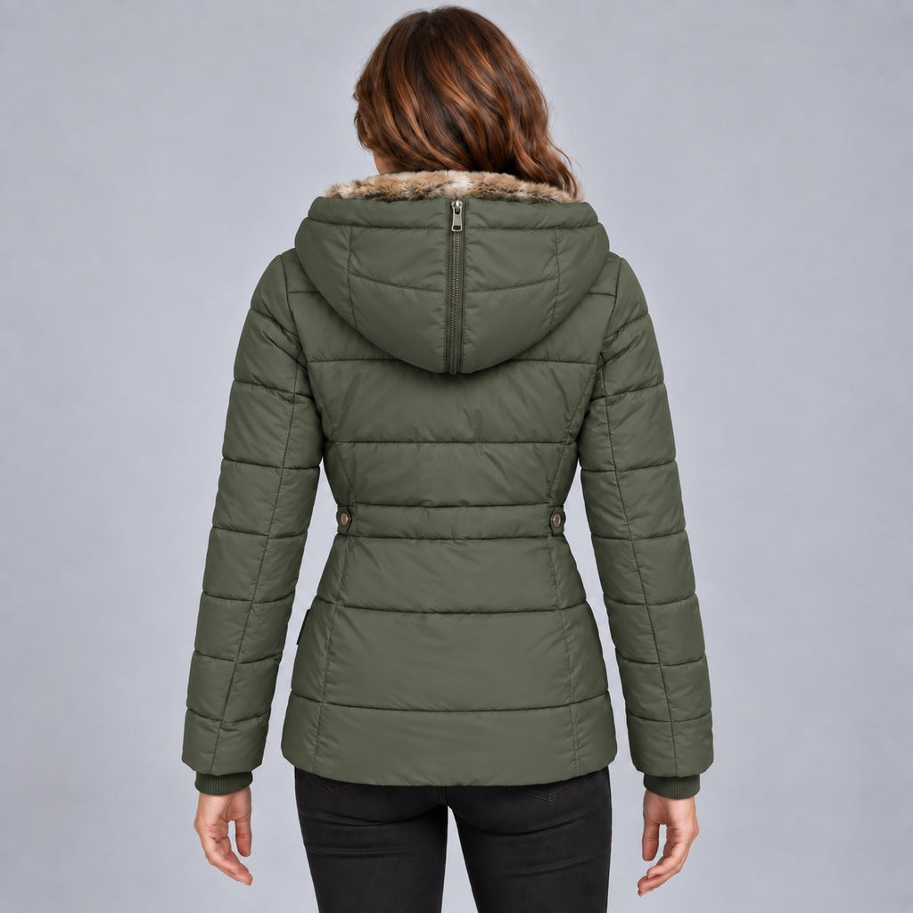 Kurze Steppjacke mit Futter aus Kunstpelz Damen Marta – Bild 12
