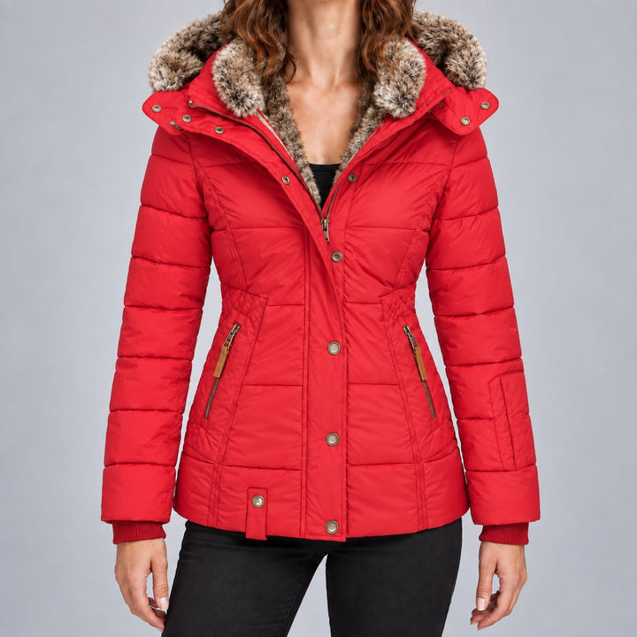 Kurze Steppjacke mit Futter aus Kunstpelz Damen Marta – Bild 15