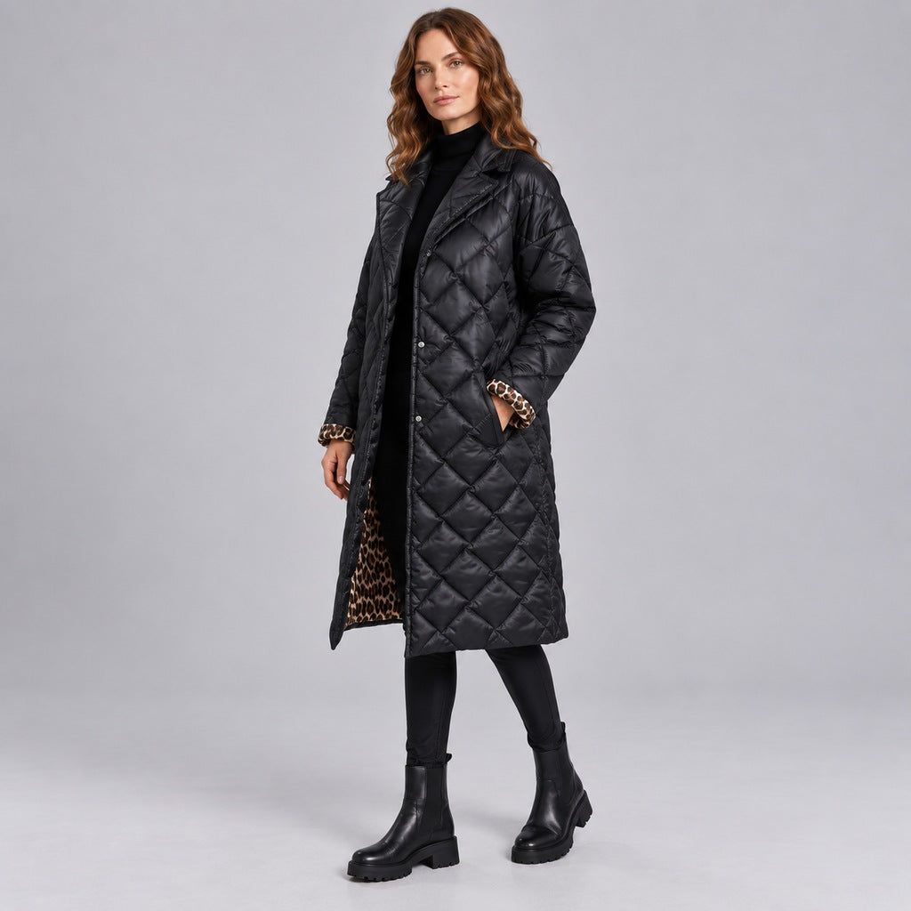 Steppmantel mit Leopardenfutter Damen Loredana – Bild 2