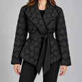 Steppjacke mit Gürtel Damen Mafalda Schwarz – Weiss Modehaus