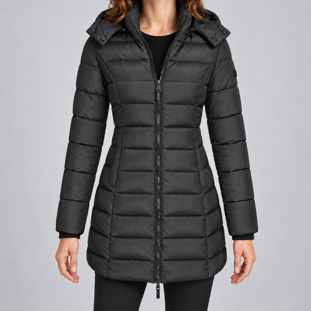 Langer Slim-Puffer mit Kapuze Damen Lucrezia – Bild 10